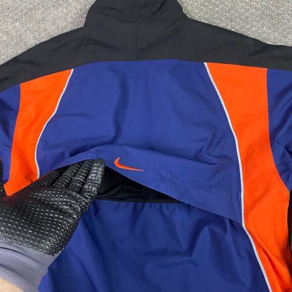 Vintage 90s Nike Storm Fit Running Jacket Mens Medium Weather Blue Orange Vented - Picture 10 of 15